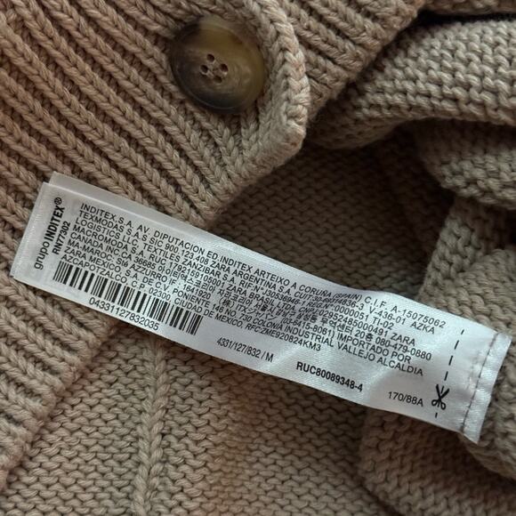 NWT Zara Slouchy Chunky Cardigan Sweater | Beige | Medium - Picture 5 of 8